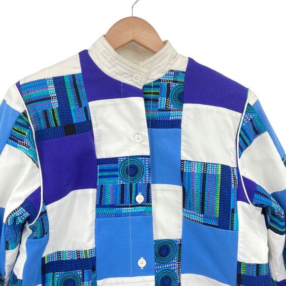 Vintage Marguerite Rubel Jacket Womens Small Blue White Patch Cotton GrandmaCore - Picture 5 of 16